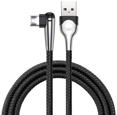 Baseus Micro-USB Gevlochten Nylon Haakse Kabel 2 Meter Zwart afbeelding 1