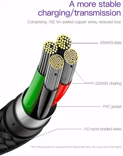 Baseus Micro-USB Gevlochten Nylon Haakse Kabel 1 Meter Zwart afbeelding 4