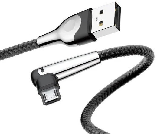 Baseus Micro-USB Gevlochten Nylon Haakse Kabel 1 Meter Zwart afbeelding 1