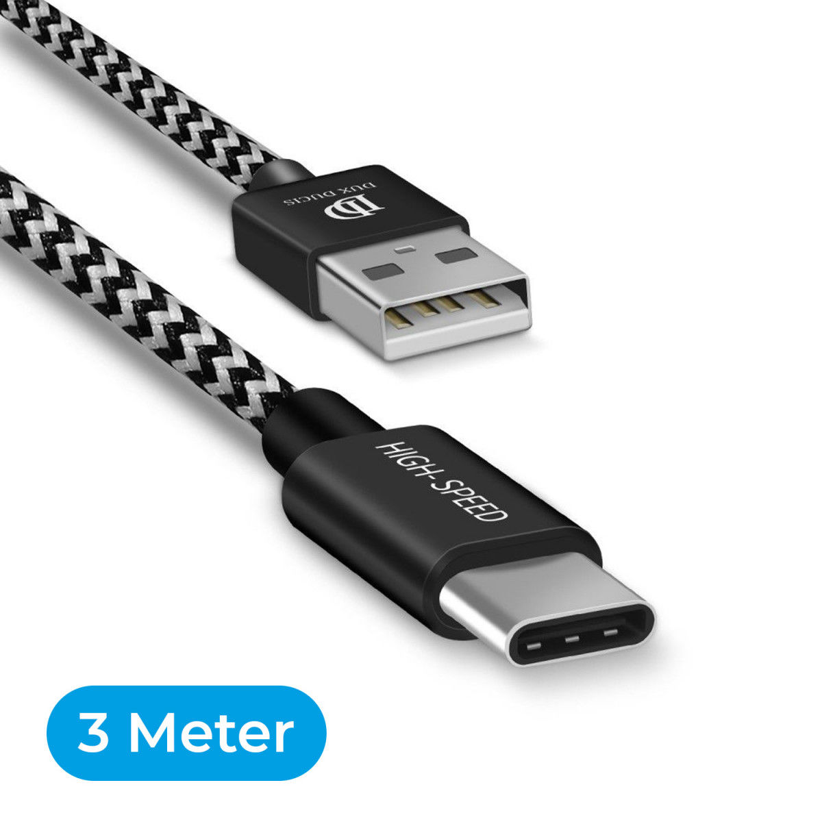 Dux Ducis Fast Charging 2.1A USB-C Oplaad Kabel 3 Meter afbeelding 4
