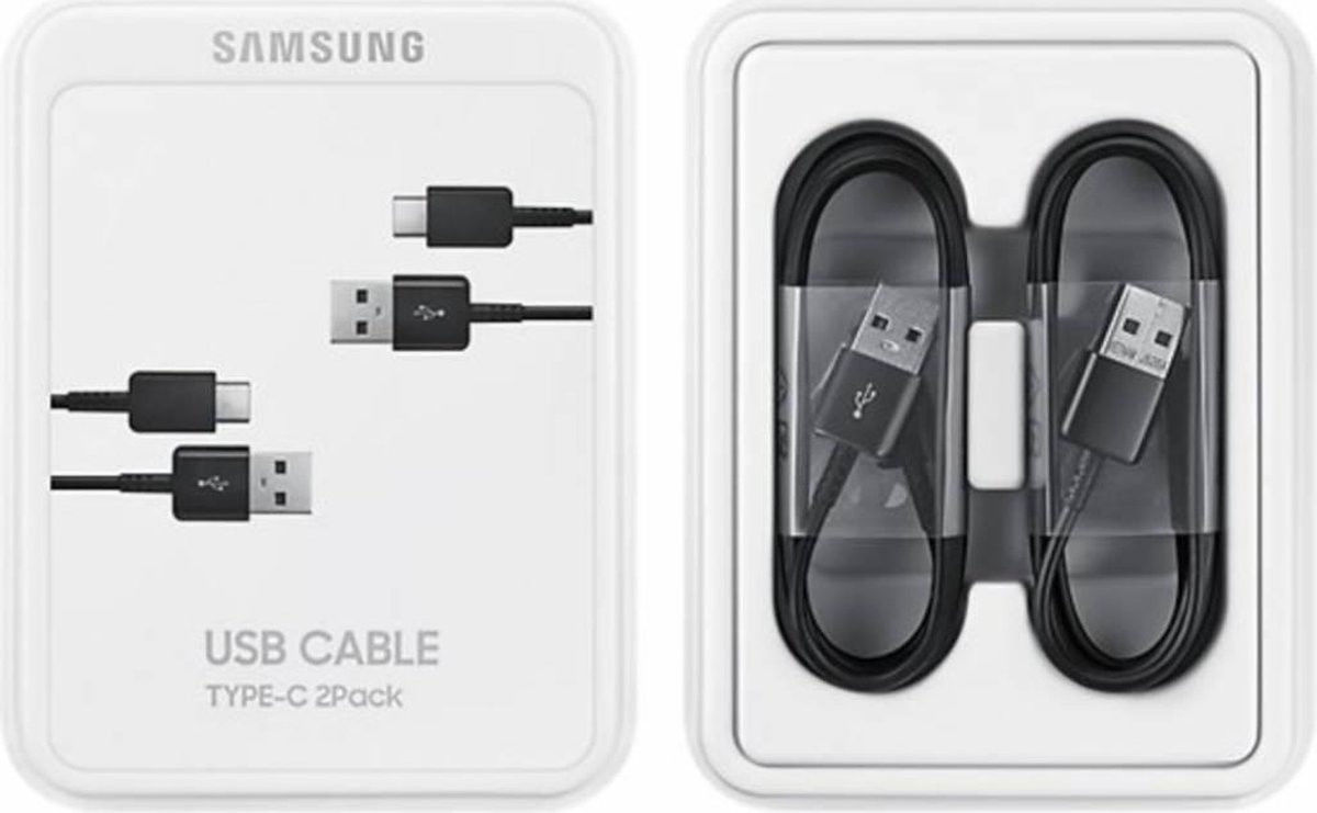 Originele Samsung USB-A naar USB-C Kabel 1.5 Meter Zwart (2-Pack) afbeelding 6