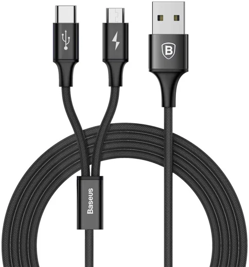 Baseus 2 in 1 Kabel Type C + Micro USB 3A (1.2M) afbeelding 1