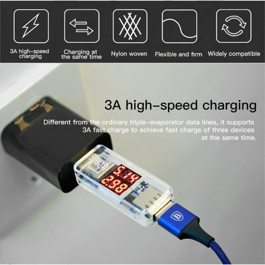 Baseus 2 in 1 Kabel Type C + Micro USB 3A (1.2M) afbeelding 12