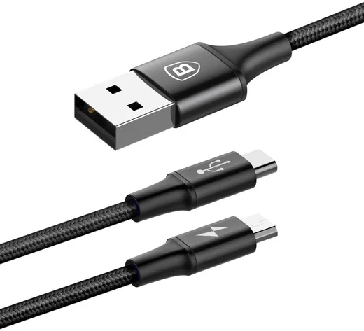 Baseus 2 in 1 Kabel Type C + Micro USB 3A (1.2M) afbeelding 2