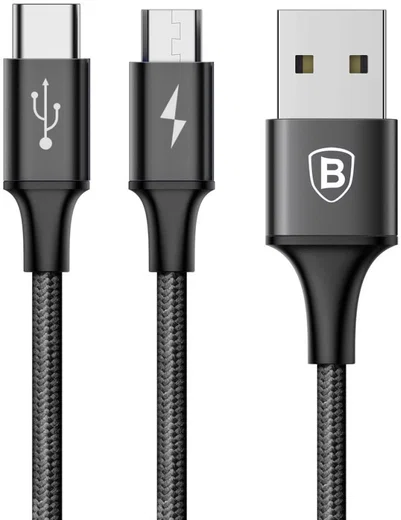 Baseus 2 in 1 Kabel Type C + Micro USB 3A (1.2M) afbeelding 4