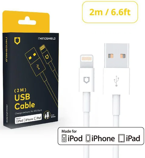 RhinoShield iPhone MFI Lightning Kabel 2 Meter Wit afbeelding 1