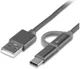 4Smart ComboCord Micro-USB en USB-C Gevlochten Kabel 2 Meter Grijs afbeelding 1
