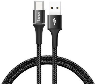 Baseus Gevlochten USB-C Kabel 2 meter LED Indicator Lampje 2A Zwart afbeelding 1