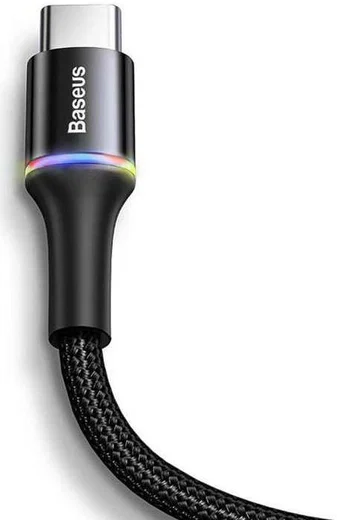Baseus Gevlochten USB-C Kabel 2 meter LED Indicator Lampje 2A Zwart afbeelding 4