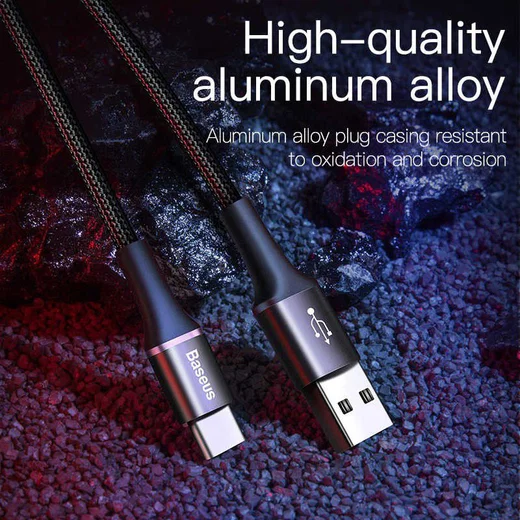 Baseus Gevlochten USB-C Kabel 1 Meter met LED Indicator Lampje Zwart afbeelding 8