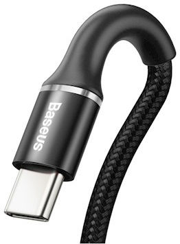 Baseus Gevlochten USB-C Kabel 1 Meter met LED Indicator Lampje Zwart afbeelding 2