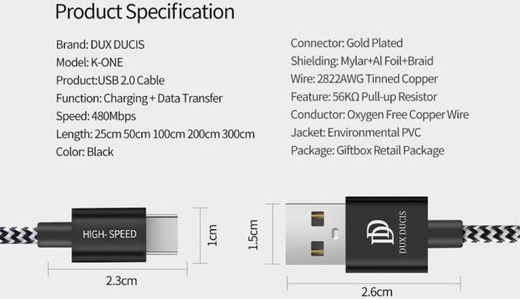 Dux Ducis Fast Charging 2.1A USB-C Oplaad Kabel 2 Meter afbeelding 15