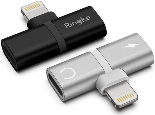 Ringke Apple Lightning 2-in-1 Dubbele Ligtning Adapter Zwart afbeelding 3