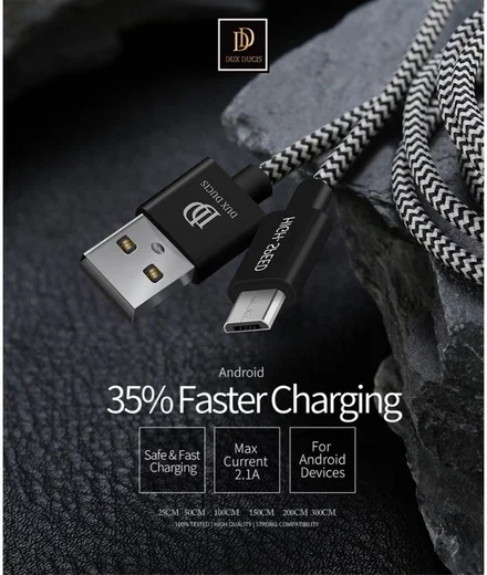 Dux Ducis Fast Charging 2.1A Micro USB Oplaad Kabel 3 Meter afbeelding 10