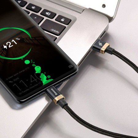 Baseus Gevlochten USB-C Flash Charge Kabel 2 Meter Goud afbeelding 5