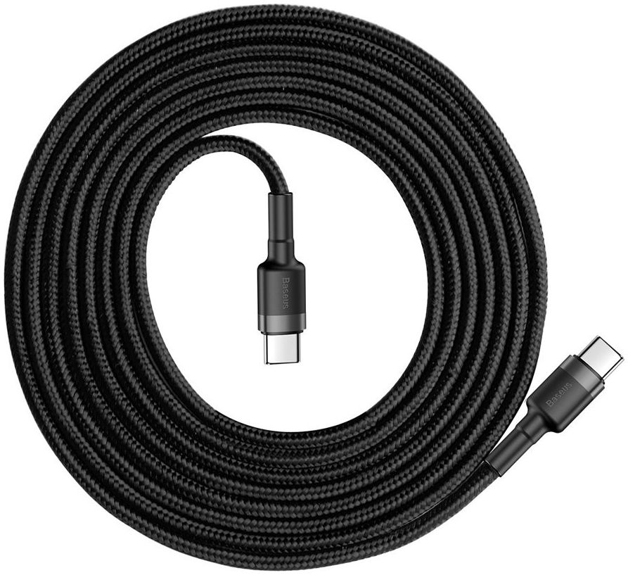 Baseus Cafule USB-C 3A/60W Fast Charge Gevlochten Kabel 1m Zwart/Grijs afbeelding 2