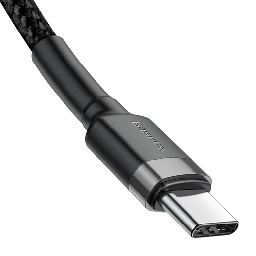 Baseus Cafule USB-C 3A/60W Fast Charge Gevlochten Kabel 1m Zwart/Grijs afbeelding 6