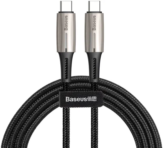 Baseus Gevlochten USB-C Fast Charge Kabel met LED 2 Meter Zwart afbeelding 1