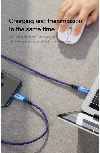 Baseus Gevlochten USB-C Fast Charge Kabel met LED 2 Meter Zwart afbeelding 15