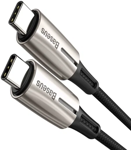 Baseus Gevlochten USB-C Fast Charge Kabel met LED 2 Meter Zwart afbeelding 3