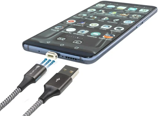 4smarts 2x Micro-USB Connectors met USB Kabel GRAVITYCord 2.0 1M Grijs afbeelding 2