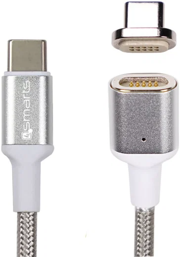 4smarts Magnetische USB-C naar USB-C Kabel 1.8m Zilver afbeelding 1