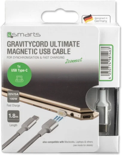 4smarts Magnetische USB-C naar USB-C Kabel 1.8m Zilver afbeelding 8