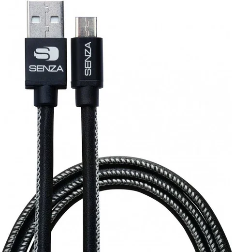 Senza Premium Leren Micro-USB Kabel 1.5 Meter Zwart afbeelding 1