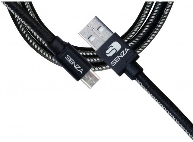 Senza Premium Leren Micro-USB Kabel 1.5 Meter Zwart afbeelding 2