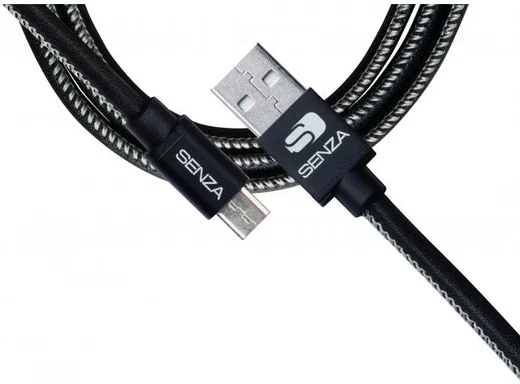 Senza Premium Leren Micro-USB Kabel 1.5 Meter Zwart afbeelding 2