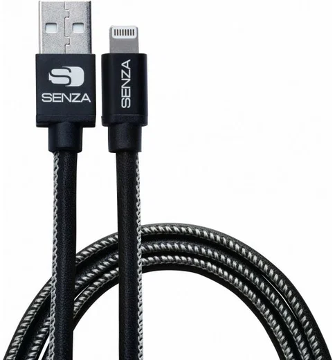 Senza Premium Leren Apple Lightning Kabel 1.5 Meter Zwart afbeelding 1