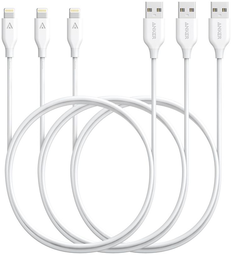 Anker PowerLine II Apple Lightning Kabel 0.9m (3 Pack) Wit afbeelding 1