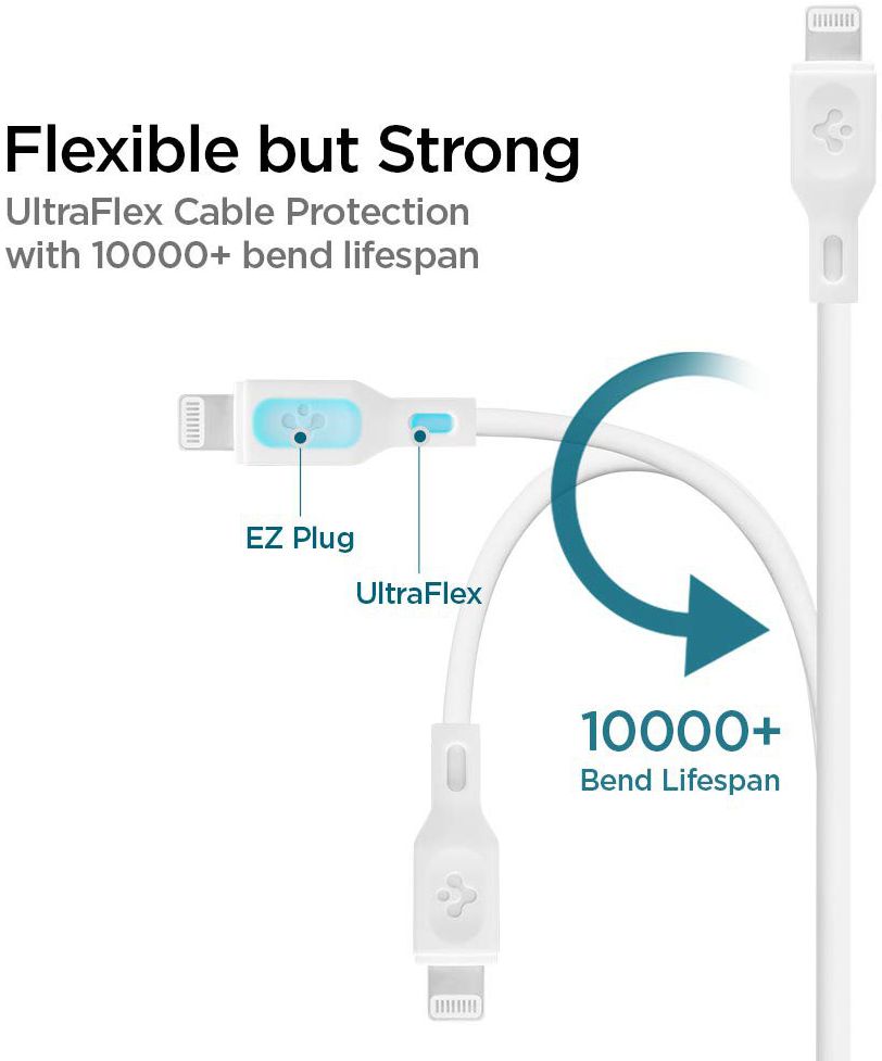 Spigen Essential USB-C Lightning Kabel 1 Meter Wit afbeelding 6