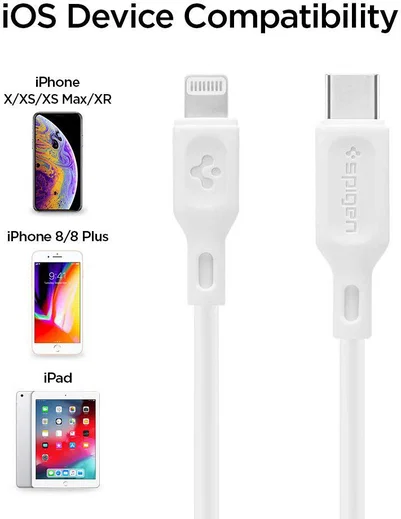 Spigen Essential USB-C Lightning Kabel 1 Meter Wit afbeelding 8