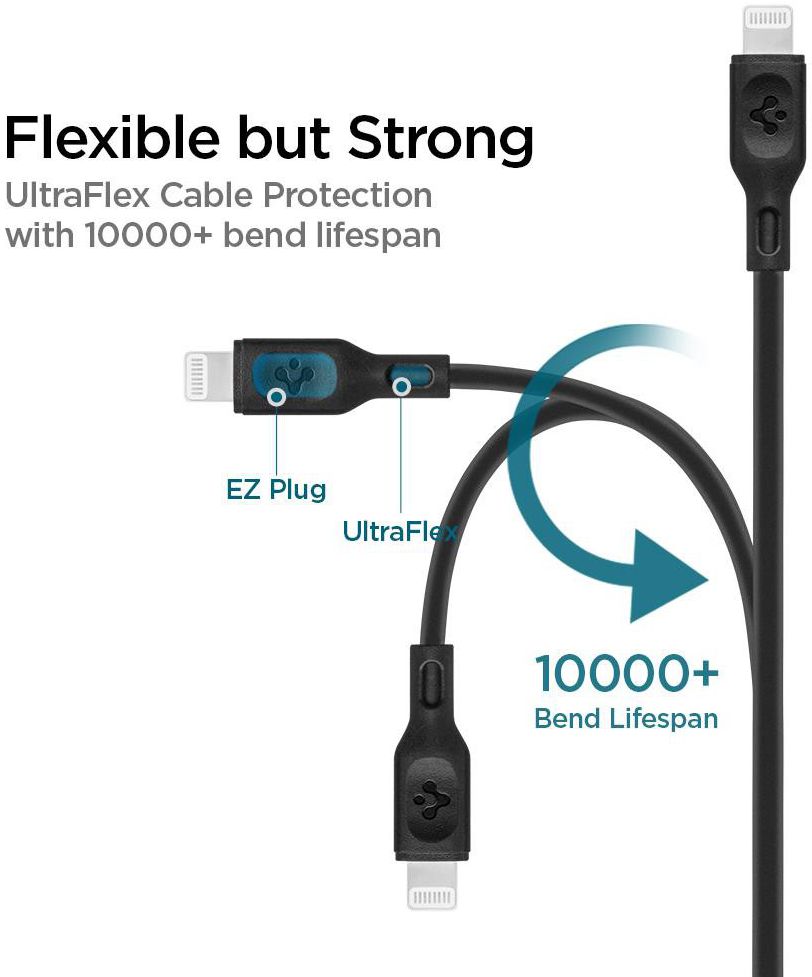 Spigen Essential USB-C Lightning Kabel 1 Meter Zwart afbeelding 5