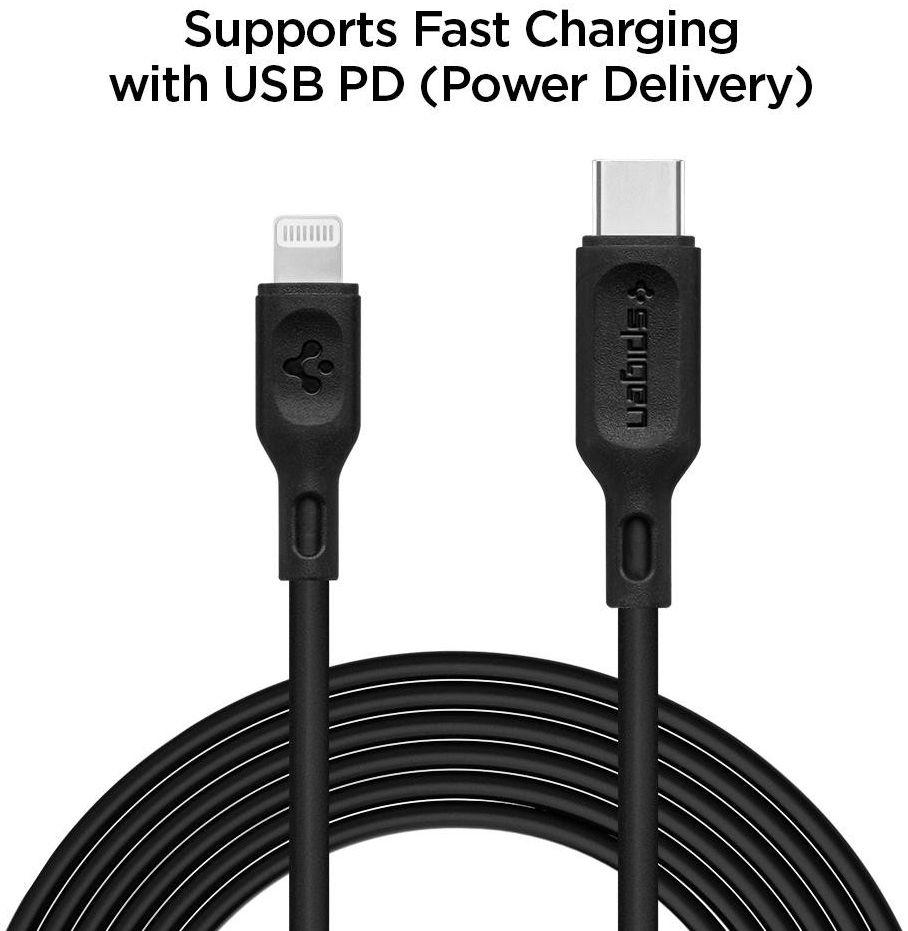 Spigen Essential USB-C Lightning Kabel 1 Meter Zwart afbeelding 7