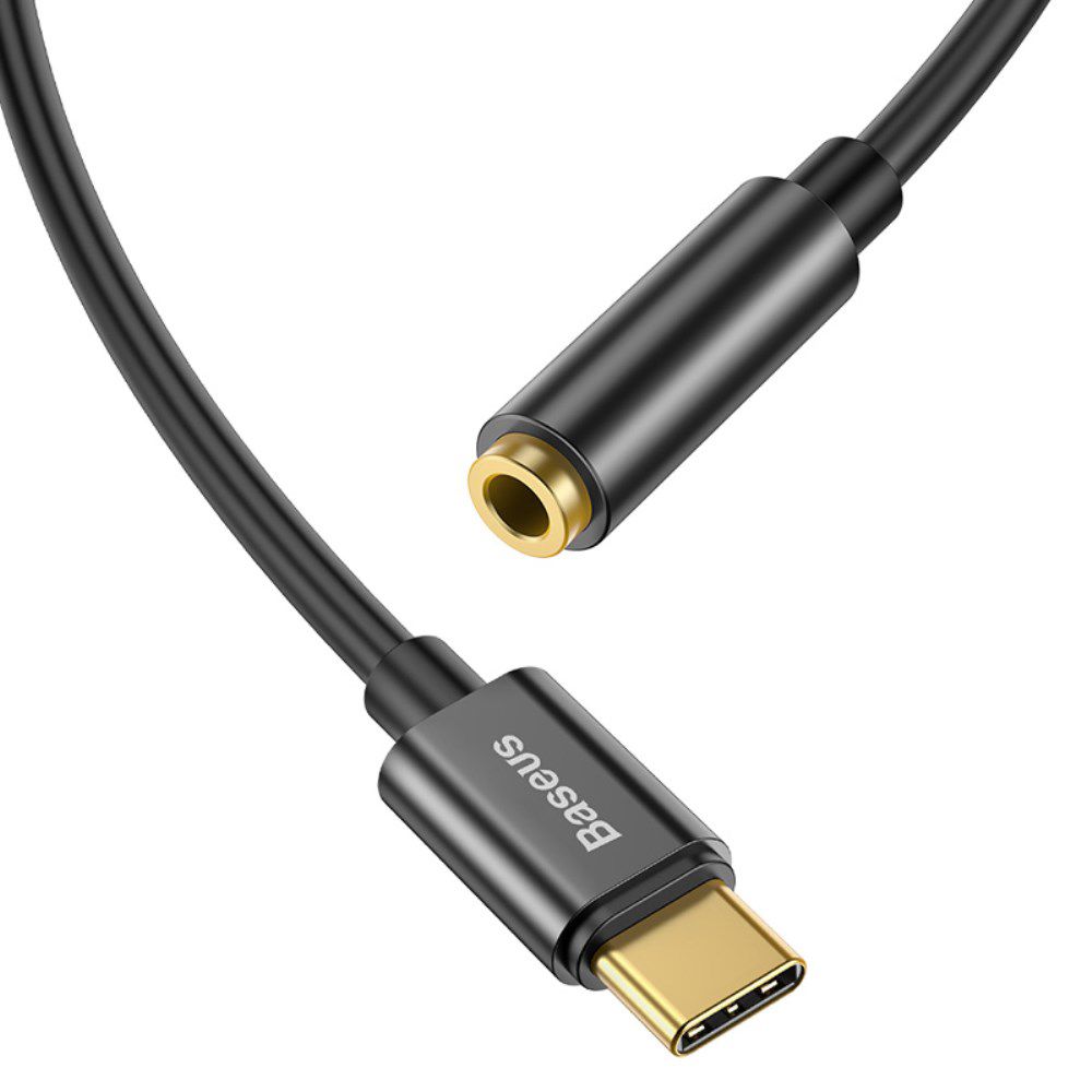 Baseus USB-C to 3.5mm headphone Jack Zwart afbeelding 9