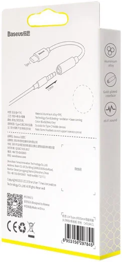 Baseus USB-C to 3.5mm headphone Jack Zwart afbeelding 13