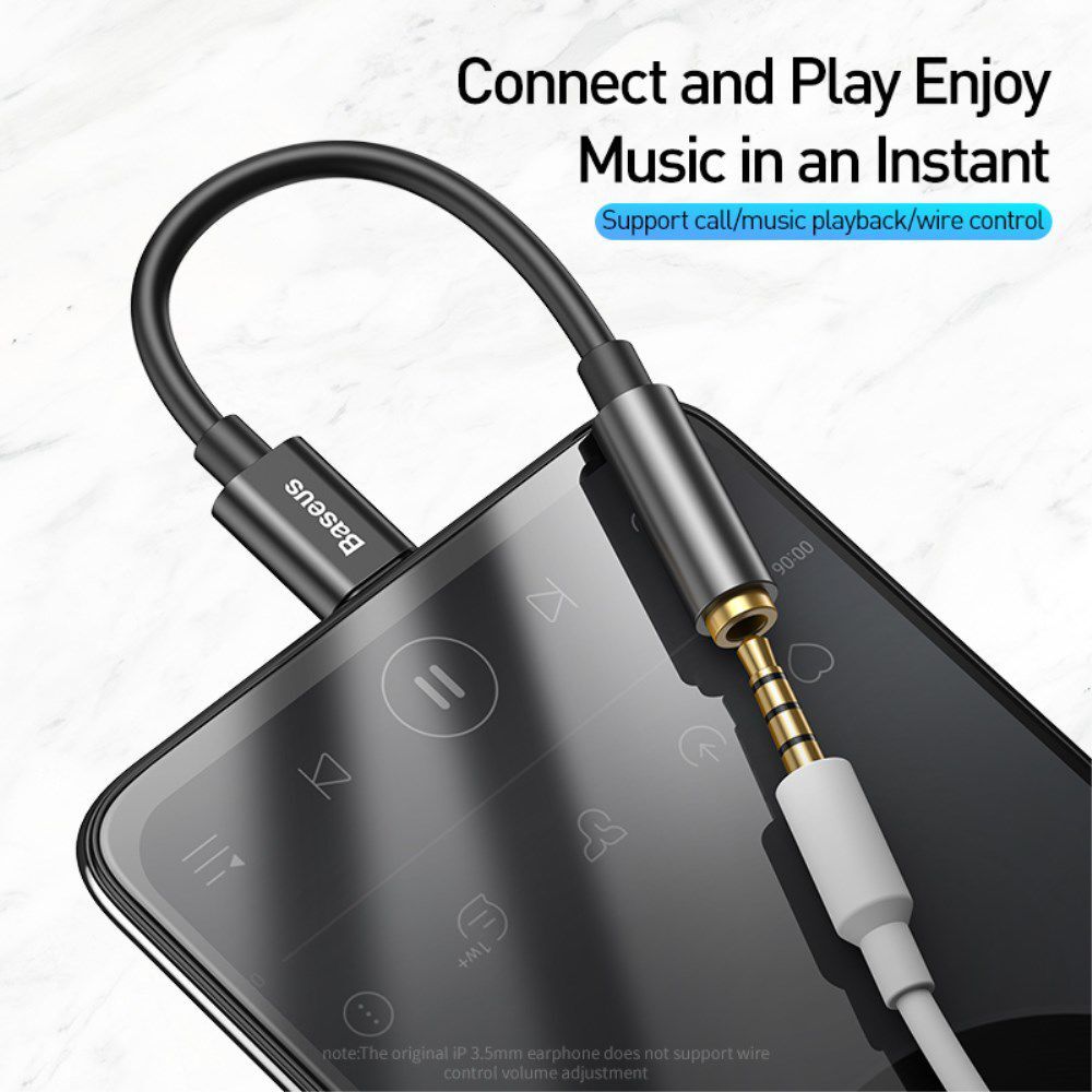 Baseus USB-C to 3.5mm headphone Jack Zwart afbeelding 2