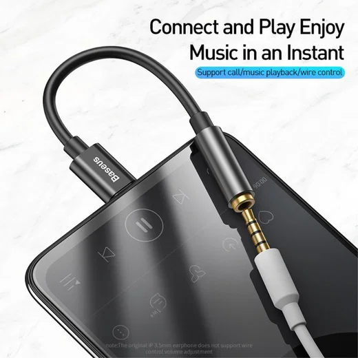Baseus USB-C to 3.5mm headphone Jack Zwart afbeelding 2