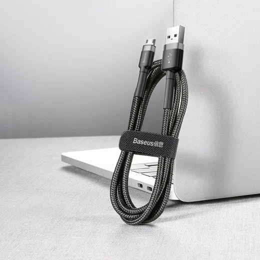 Baseus Cafule Series Micro-USB Gevlochten Kabel 2m Zwart/Grijs afbeelding 6