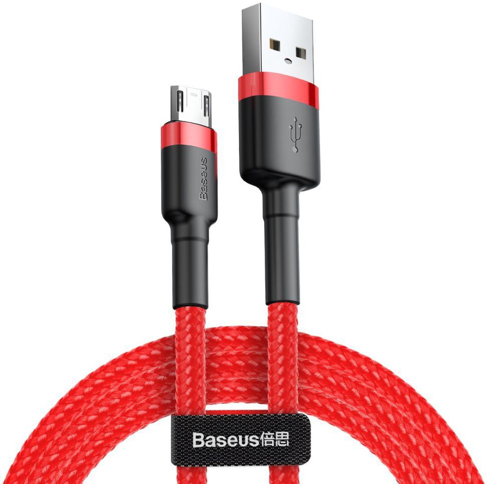Baseus Cafule Series Micro-USB Gevlochten Kabel 2m Rood/Zwart afbeelding 1