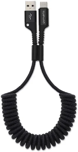 4smarts SpiralCord 2A USB-C Kabel 1 Meter Zwart afbeelding 2