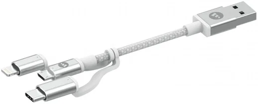 Mophie USB-A naar USB-C / Lightning / Micro-USB Kabel 1m Wit afbeelding 1