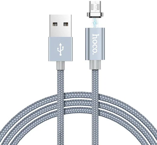 Hoco Magnetic Series Micro-USB Kabel 1m Metal Gray afbeelding 1