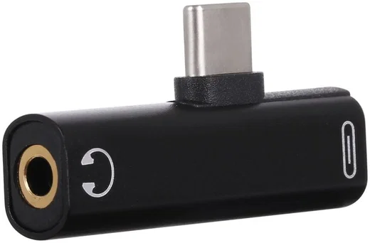 Universele USB-C naar USB-C + Audio Jack Adapter Zwart afbeelding 1