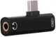 Universele USB-C naar USB-C + Audio Jack Adapter Zwart afbeelding 1