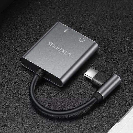 Dux Ducis Universele USB-C naar 2x USB-C Adapter 90 Graden Haaks afbeelding 2
