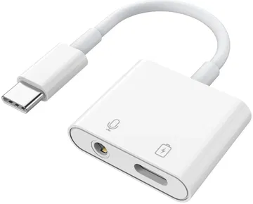 Witte Universele USB-C naar USB-C + Audio Jack Adapter 60W