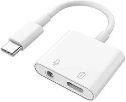 Witte Universele USB-C naar USB-C + Audio Jack Adapter 60W afbeelding